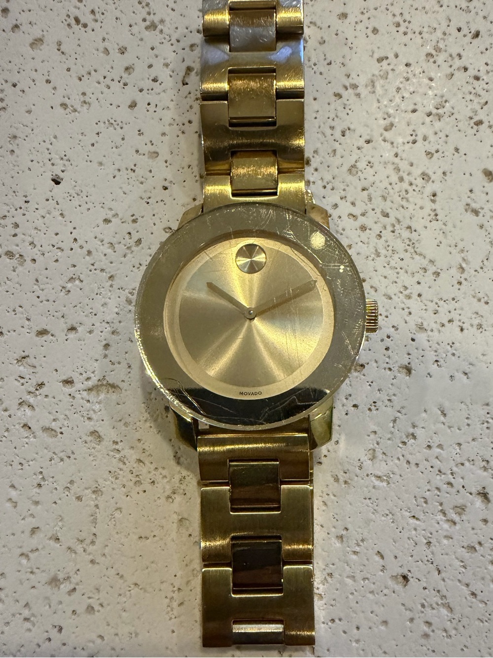 Movado Gold Tone Minimalist Bracelet Watch